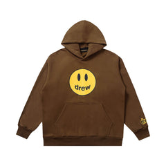 Drew House Mascot Smiley Logo Brown Unisex Oversized Fleece Hoodie