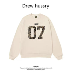 Drew Leopard 07 Graphic Crewneck Sweatshirt, Beige