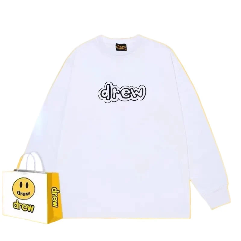Drew White Smiley Graphic Relaxed-Fit Cotton Long-Sleeve