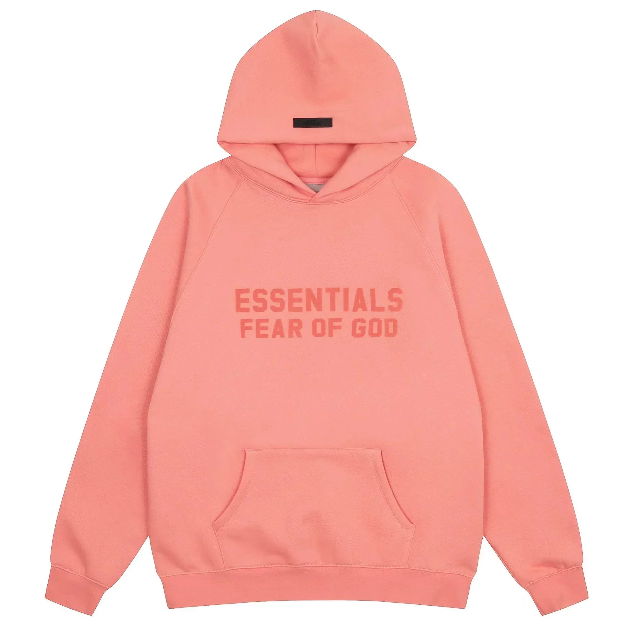 Fear of God Essentials Double Line Pullover Hoodie Coral Pink
