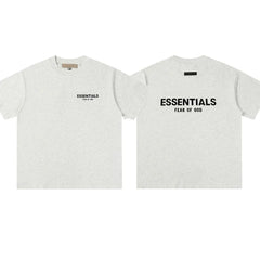 Essentials Fear of God Double-Print Flocked Tee – Light Oats