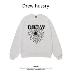 Drew Daisy Print Fleece Lined Crewneck Sweatshirt, Heather Grey