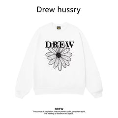 Drew Daisy Print Fleece Lined Crewneck Sweatshirt, White