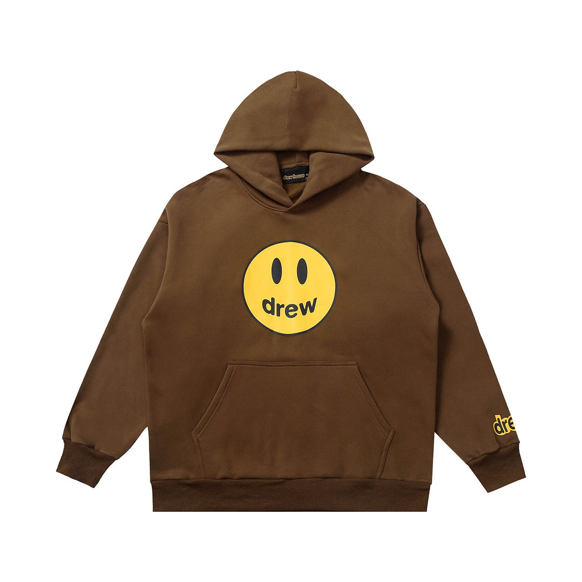 Drew House Mascot Smiley Logo Brown Unisex Oversized Fleece Hoodie